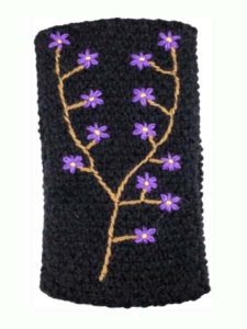 Embroidered Ear Warmer, Black, Alpaca Blend, winter Headbands for the whole family