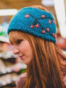 Embroidered Ear Warmer, Teal, Alpaca Blend, winter Headbands for the whole family