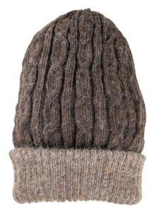 Cable Hat 100% Alpaca, Reversible Brown, winter Hats for the whole family
