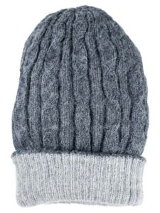 Cable Hat 100% Alpaca, Reversible Charcoal, winter Hats for the whole family