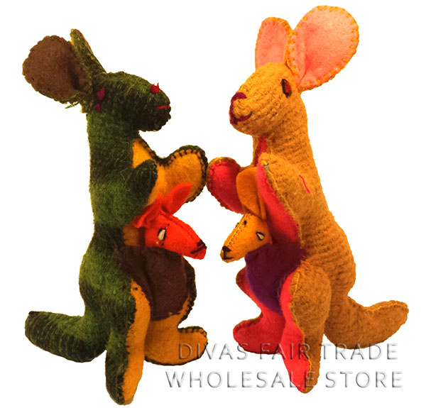 Kangaroo 100% Natural Wool Stuffed Toys Woolly Amigos