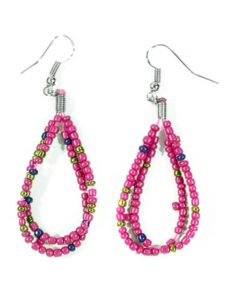 Pink Beaded Drape Earrings