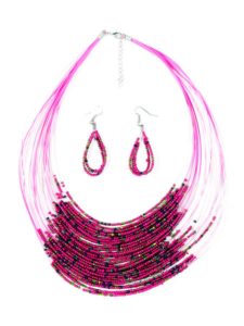 Pink Beaded Drape Necklace