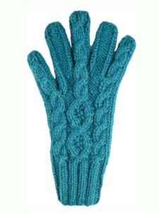 Cable Glove, classic style, Teal, Alpaca Blend, winter Mittens for the whole family