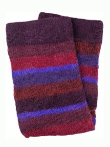 Multi Stripe Leg Warmer 100% Alpaca, Burgundy, Winter accessories for the whole family