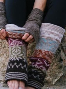 Geometric Leg Warmer Alpaca Blend, Ash, Winter accessories for the whole family