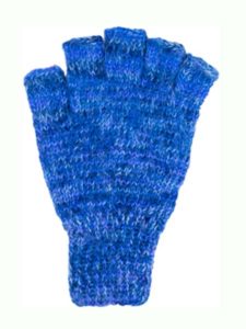 Manya Fingerless Glove, Blue 100% Alpaca, winter wrist warmers for the whole family