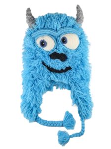 Kids Hairy Monster Hat Turquoise