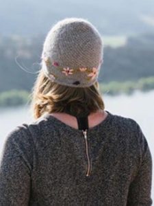 Embroidered Flower Hat 100% Alpaca, Grey, Winter Hats for the whole family