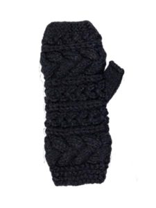 Cable Arm Warmer, Alpaca Blend. Fingerless Black winter wrist warmers for the whole family