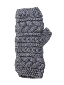 Cable Arm Warmer, Alpaca Blend. Fingerless Grey winter wrist warmers for the whole family