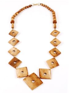 Roots Brown Bone Square Necklace