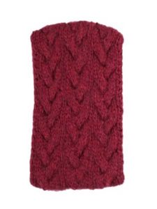 Cable Ear Warmer, Burgundy, Alpaca Blend, winter Headbands for the whole family